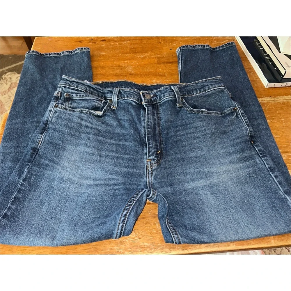 Levis 513 Jeans Mens 36x30 Blue Medium Wash Slim Straight Mid Rise Stretch Denim